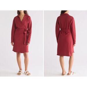 Frank &‎ Eileen Willa Long Sleeve Triple Fleece Wrap Cranberry Dress Women's XS